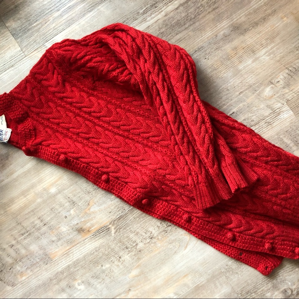 Vintage Red Cardigan Wool - Picture 8 of 8
